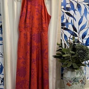 NWT Women’s Tahari Floral High Neck Pink & Orange Dress Size 8